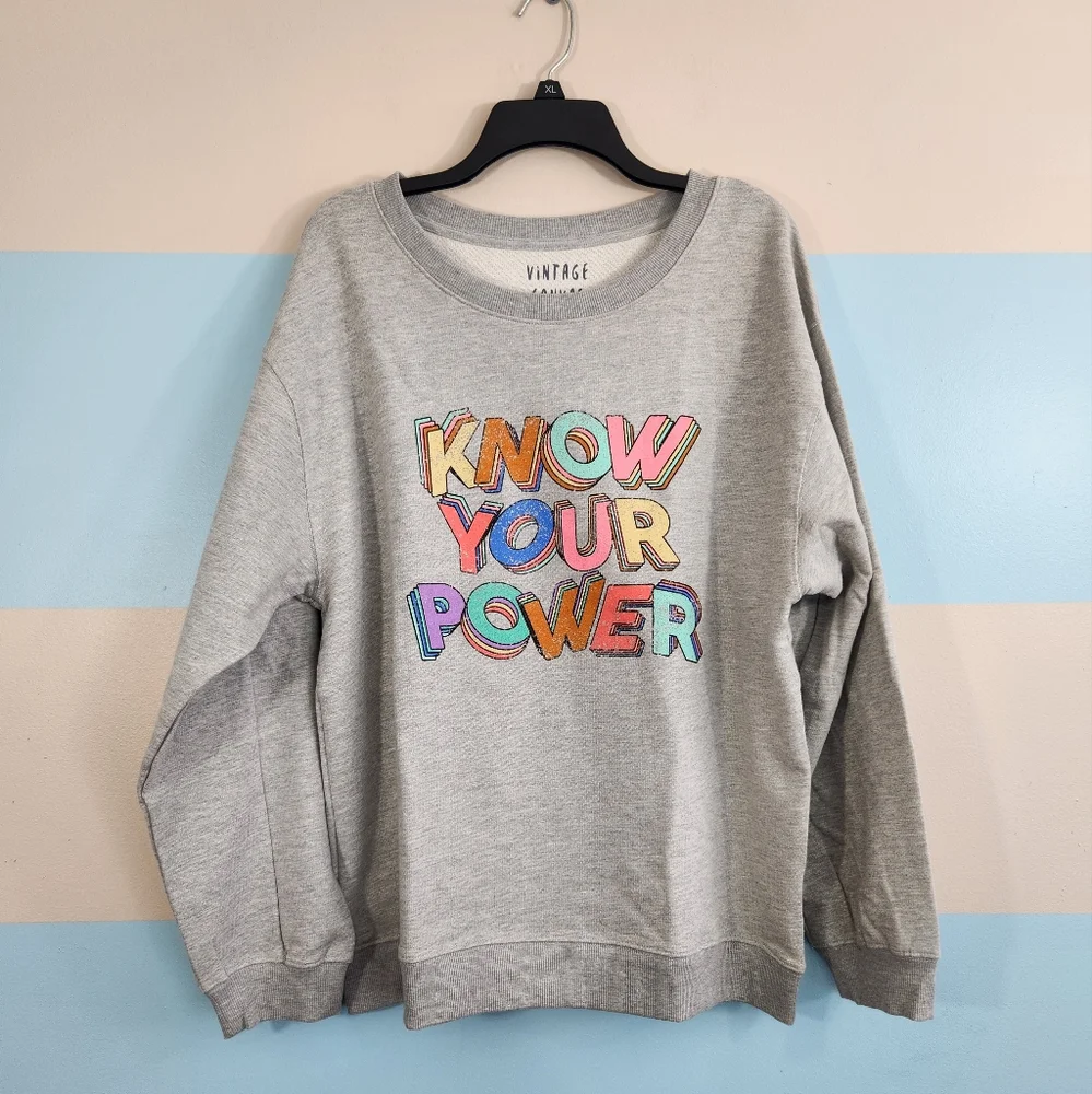 NEW! Oversized Vintage Canvas Know Your Power Oversized Sweatshirt - Picture 5 of 8